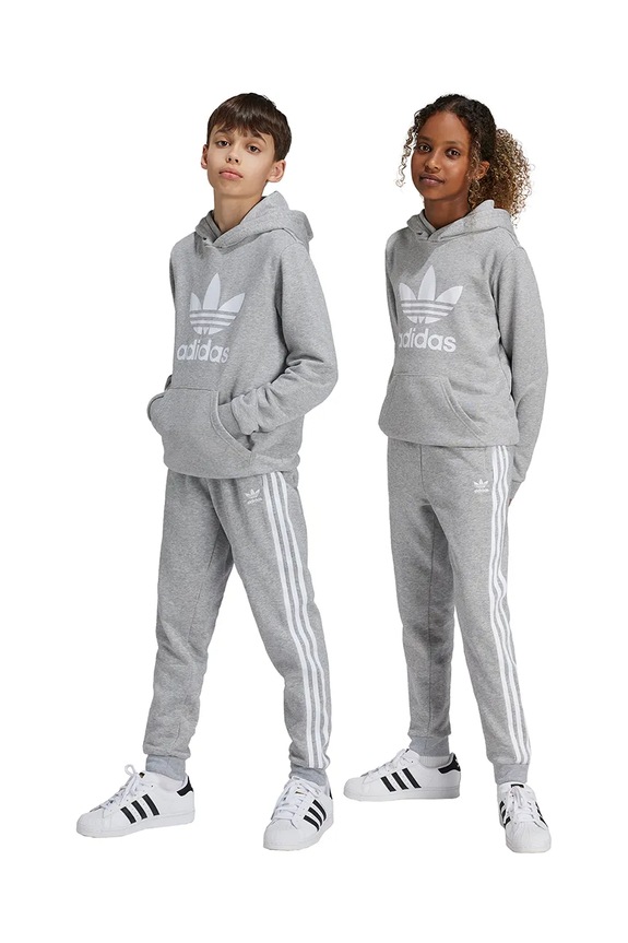 Dječji donji dio trenirke adidas Originals TREFOIL PANTS pletivo siva IY7485