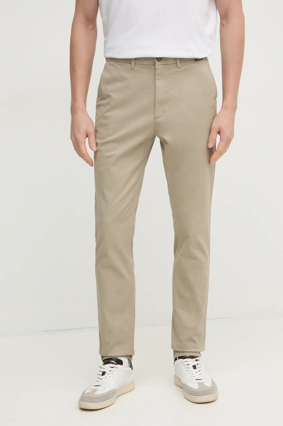 Calvin Klein spodnie z elastanem beżowy K10K113696