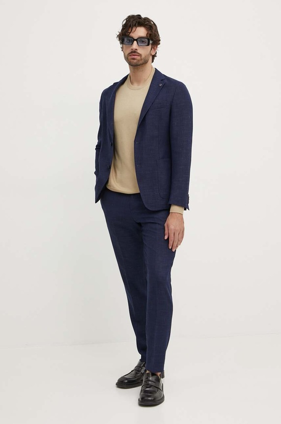 Kalhoty s příměsí vlny BOSS 50522658 námořnická modř AW24