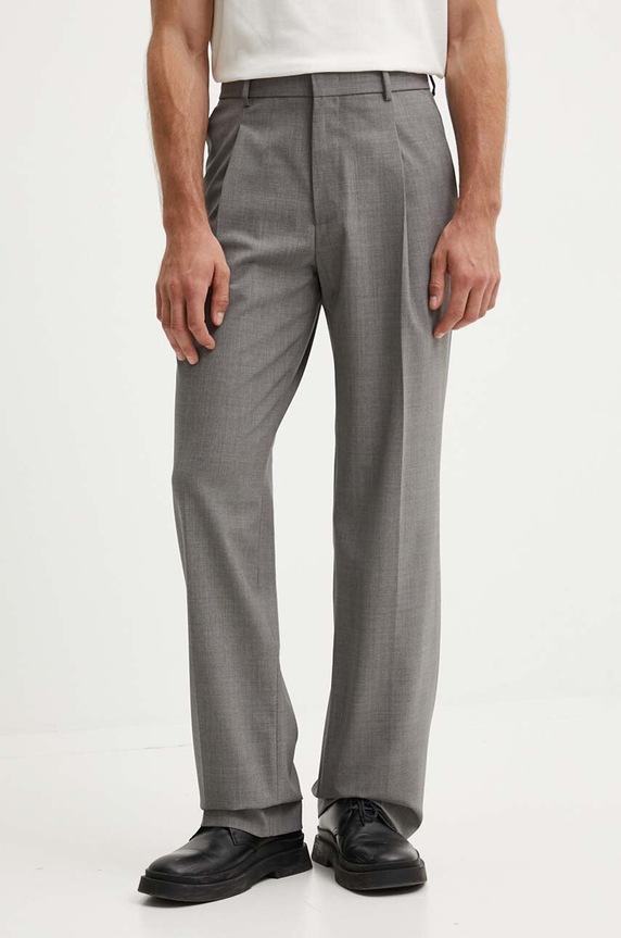 Vlnené nohavice MSGM chinos sivá 3740MP13X.247506
