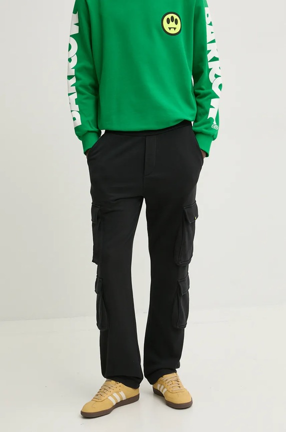 Barrow pantaloni de trening din bumbac negru F4BWUAFP059
