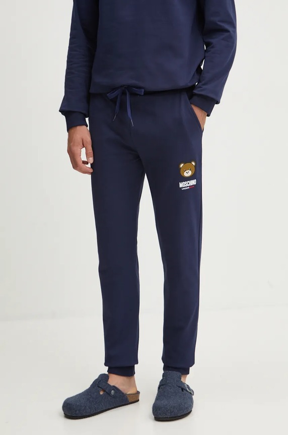 Παντελόνι lounge Moschino Underwear στάμπα σκούρο μπλε 6890.4413