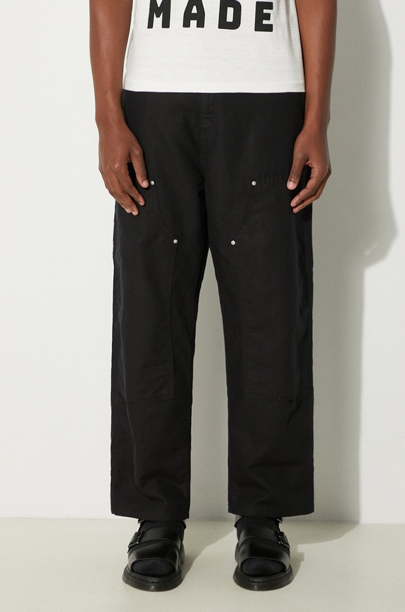 Carhartt WIP linen blend trousers Walter Double Knee Pant fabric black I033580.8902