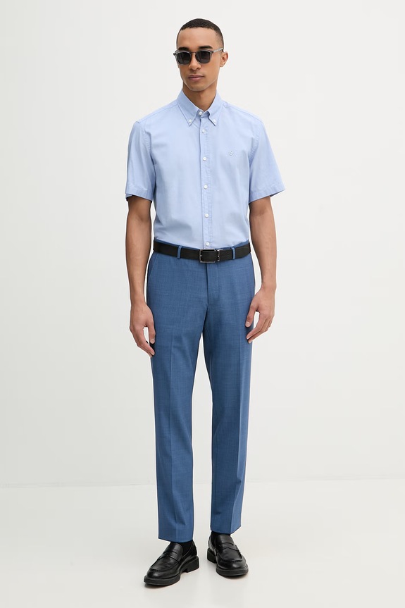 Michael Kors spodnie męskie z wełną MK0SP01026 niebieski SS26