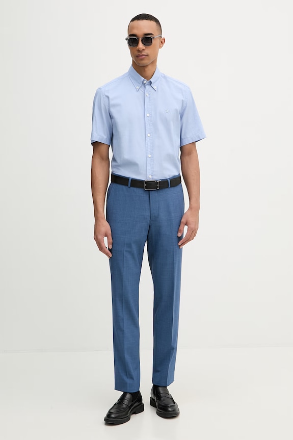 Michael Kors spodnie męskie z wełną MK0SP01026 niebieski SS26