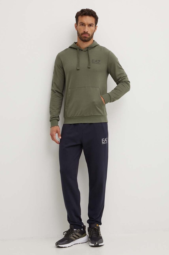 Памучен спортен панталон EA7 Emporio Armani PJSHZ.6DPP59.1562 тъмносин AW24