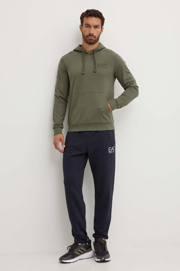 Памучен спортен панталон EA7 Emporio Armani PJSHZ.6DPP59.1562 тъмносин AW24
