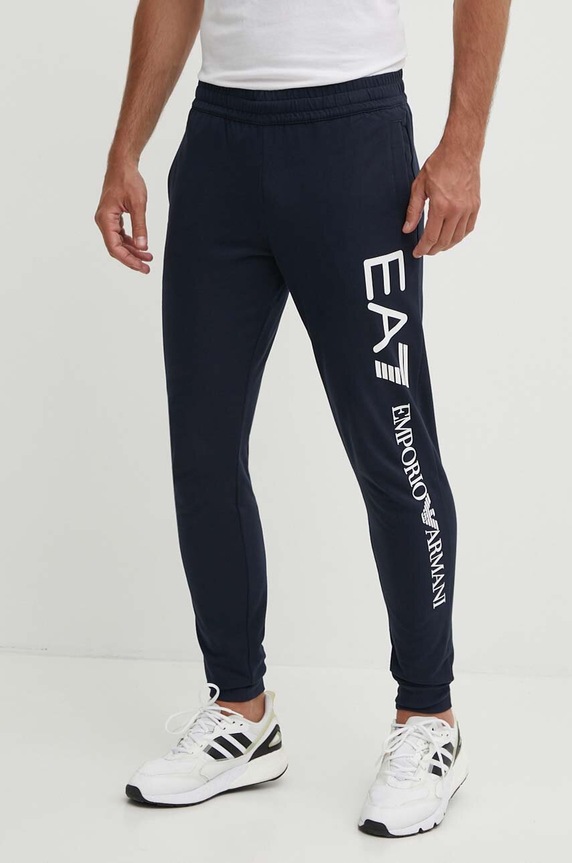 Памучен спортен панталон EA7 Emporio Armani памук тъмносин PJ05Z.8NPPC3.1562