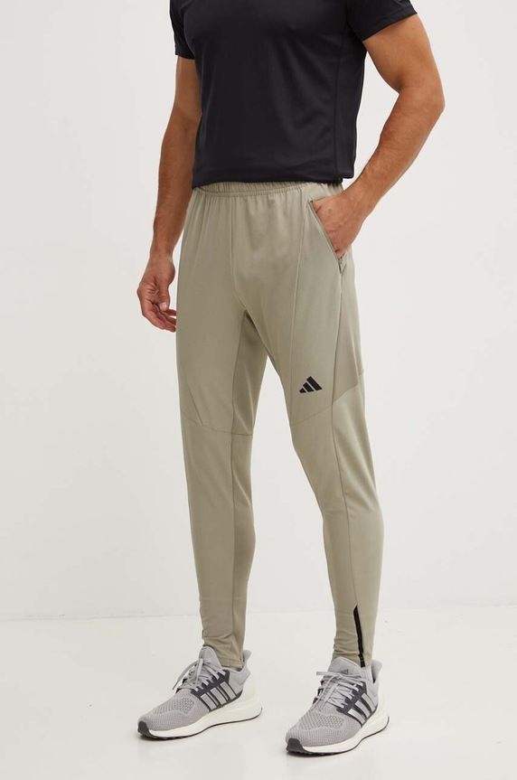 adidas Performance spodnie treningowe Designed for Training z elastanem zielony JE6691