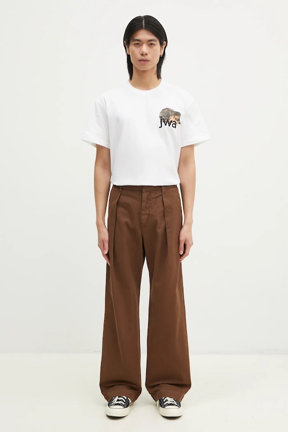 Wood Wood pantaloni in cotone Fraser Pleated Chinos marrone 12435001.5181