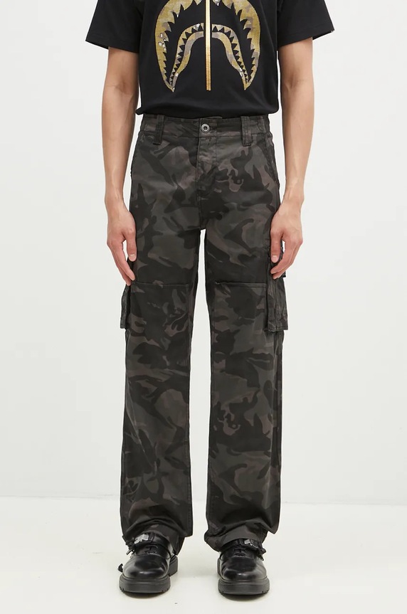 Бавовняні штани Alpha Industries Jet Pant Camo візерунок чорний 101212C