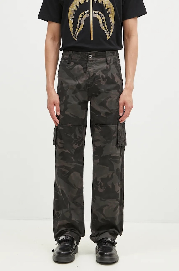 Бавовняні штани Alpha Industries Jet Pant Camo візерунок чорний 101212C