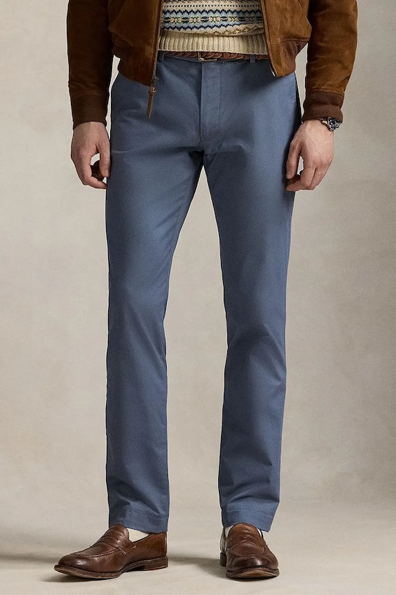 Polo Ralph Lauren nohavice slim fit pánske s bavlnou Slim Fit HDN Pant 710856719 modrá SS26