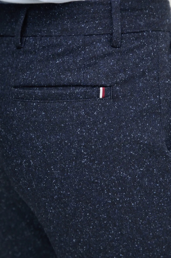Hlače s primjesom vune Tommy Hilfiger mornarsko plava MW0MW36699