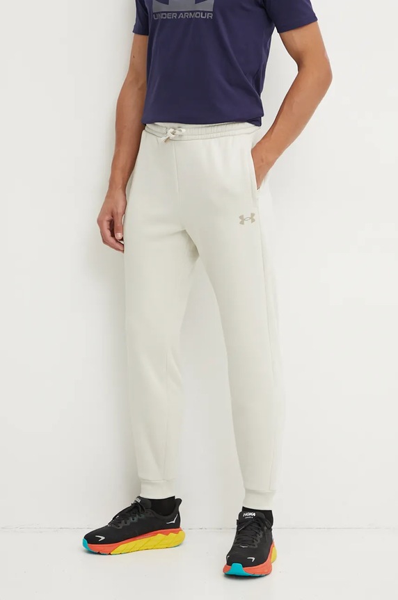 Under Armour spodnie dresowe Armour Fleece Pro dzianina beżowy 1386586