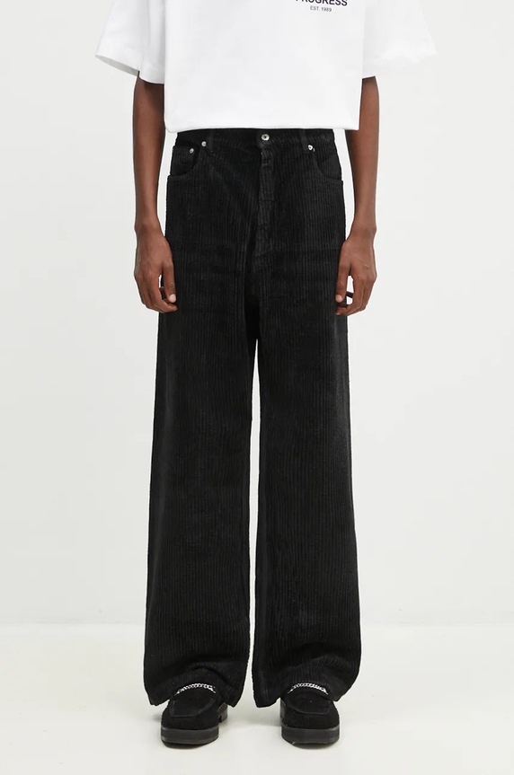 Rick Owens corduroy trousers Geth Jeans plain black DU02D2351.HCF