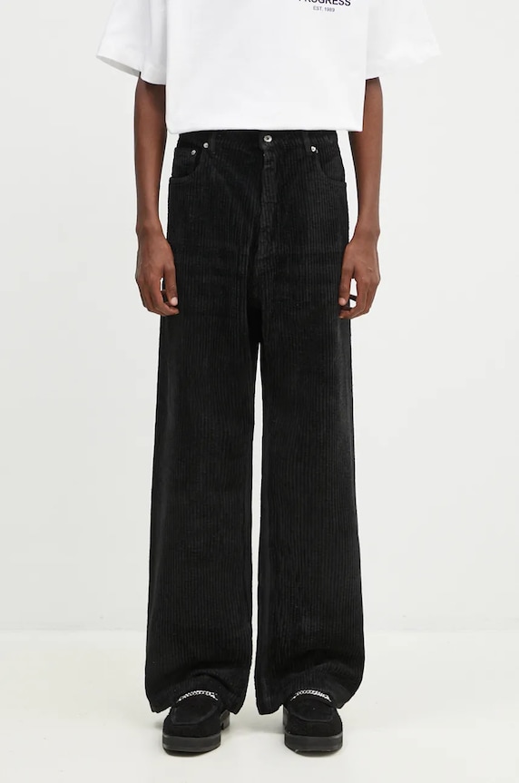 Rick Owens corduroy trousers Geth Jeans plain black DU02D2351.HCF