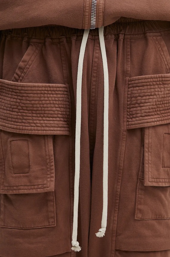 Rick Owens pantaloni della tuta di cotone Creatch Cargo Cropped Drawstring marrone DU02D2371.RIG