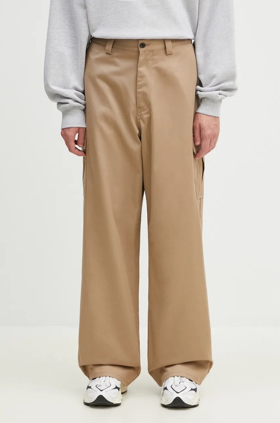 AMBUSH pantaloni de bumbac Travertine drept bej BMCF003F24FAB0016100