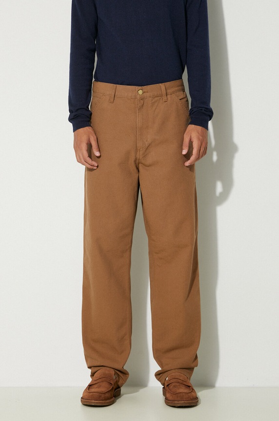 Abbigliamento Carhartt WIP pantaloni in cotone Single Knee Pant I031497.HZ02 marrone