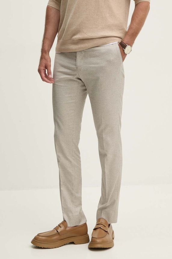 Hackett London spodnie wzorzyste beżowy HM212626R