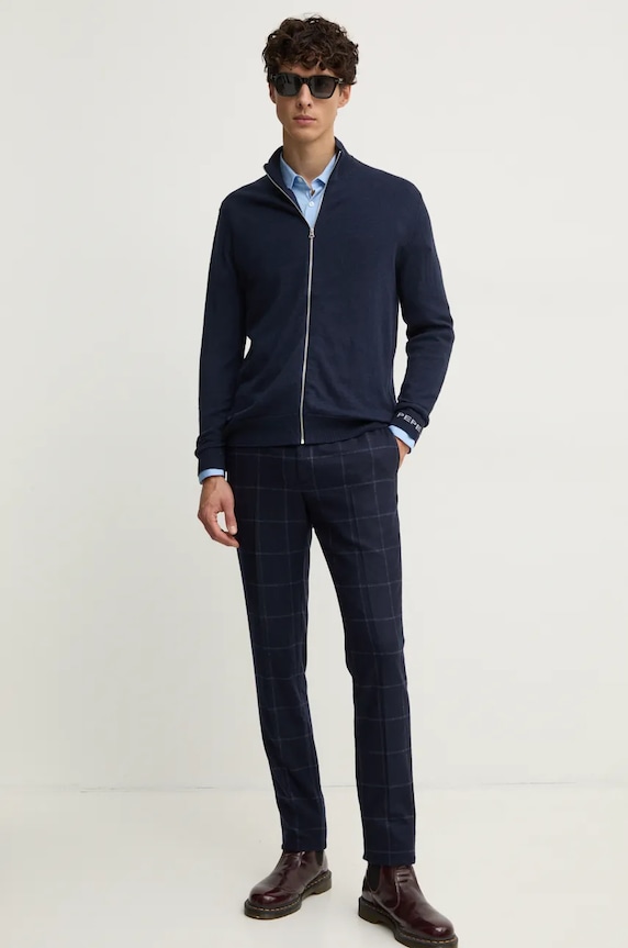 Hackett London spodnie wełniane HM470549R granatowy AW24