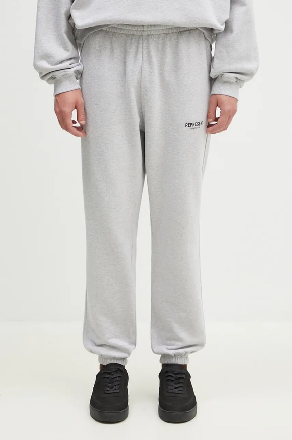 Хлопковые спортивные штаны Represent Represent Owners Club Sweatpant печать серый OCM41116.158