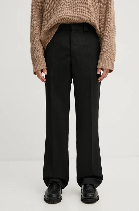 Won Hundred pantaloni din lana drept negru 3216.14221