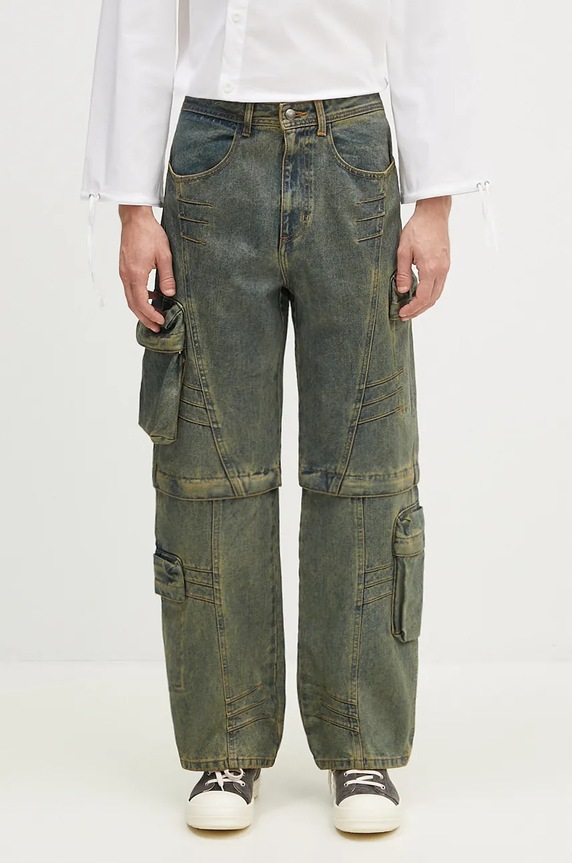 Andersson Bell jeans Cargo Coated Wide-Leg Jeans verde apa749m