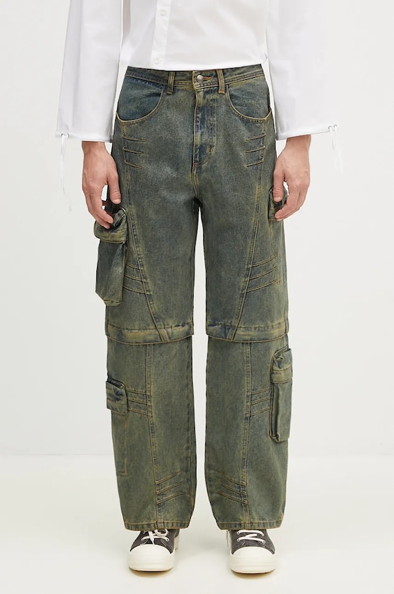 Andersson Bell jeans Cargo Coated Wide-Leg Jeans verde apa749m