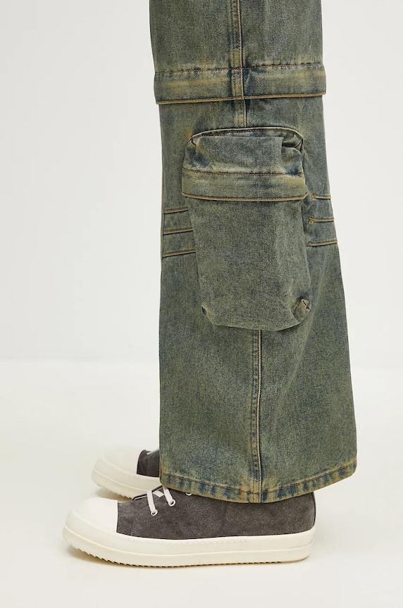 Andersson Bell jeans Cargo Coated Wide-Leg Jeans verde apa749m