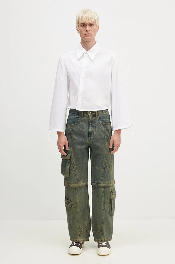 Andersson Bell jeans Cargo Coated Wide-Leg Jeans apa749m verde