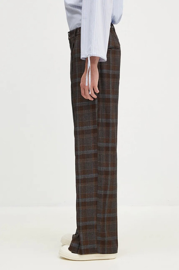 Andersson Bell spodnie wełniane Soe Check Wrap Trousers apa753m brązowy AW24