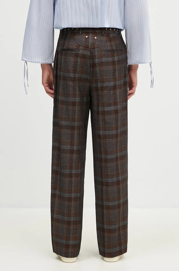 Odzież Andersson Bell spodnie wełniane Soe Check Wrap Trousers apa753m brązowy
