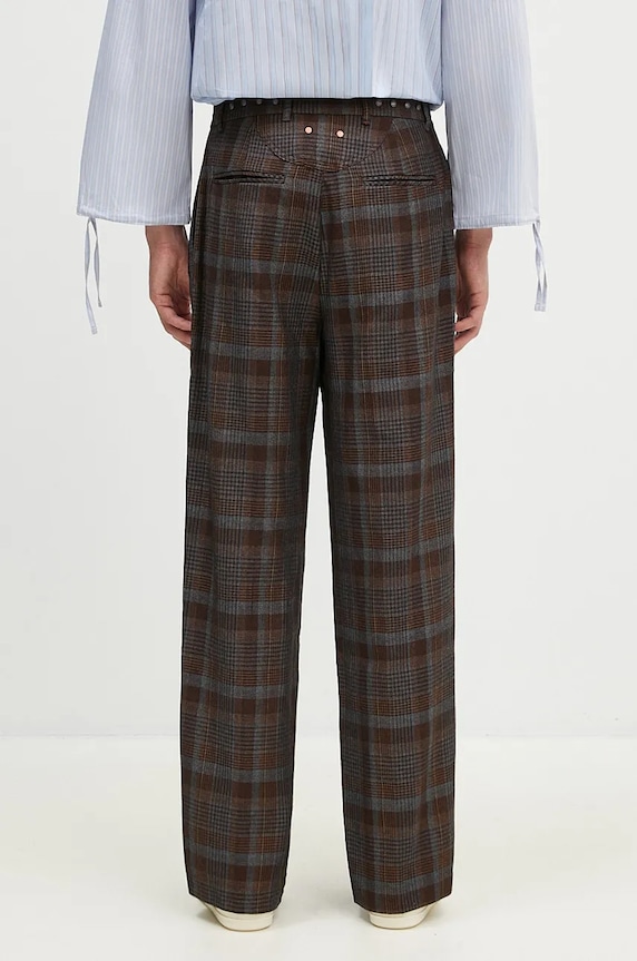 Odzież Andersson Bell spodnie wełniane Soe Check Wrap Trousers apa753m brązowy