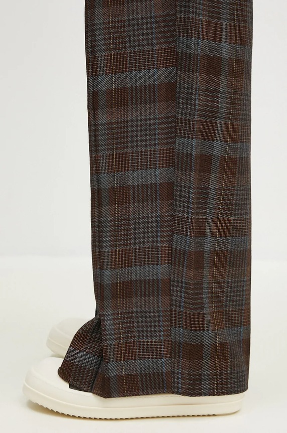 Andersson Bell spodnie wełniane Soe Check Wrap Trousers brązowy apa753m