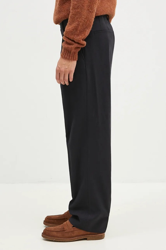 Norse Projects wool blend trousers Benn Relaxed Cotton Wool Twill Pleated Trouser N25.0395.9999 black AW24