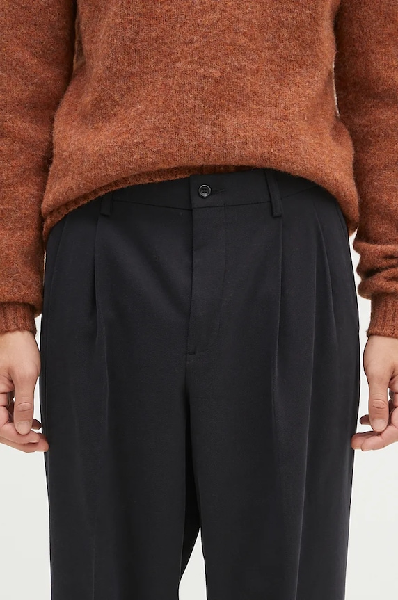 Norse Projects wool blend trousers Benn Relaxed Cotton Wool Twill Pleated Trouser black N25.0395.9999