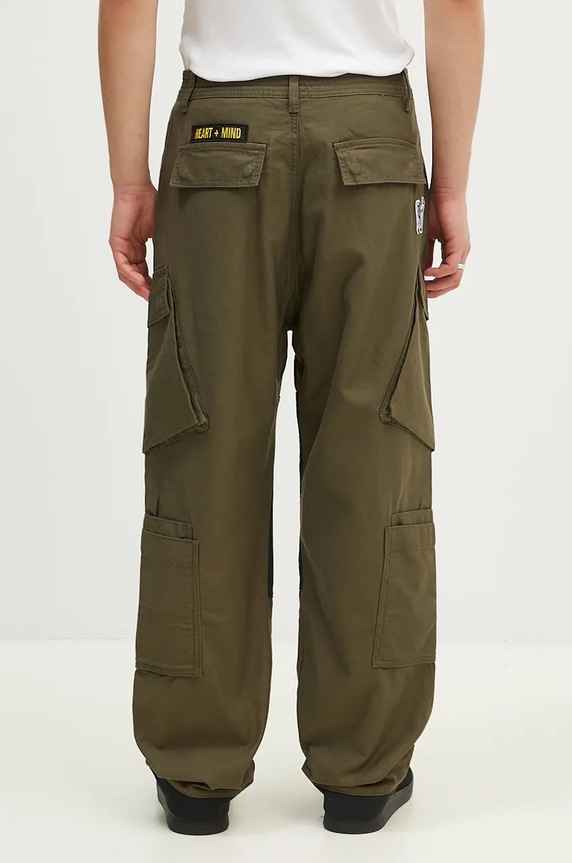 Odzież Billionaire Boys Club spodnie bawełniane Patch Cargo Pant B24315 zielony