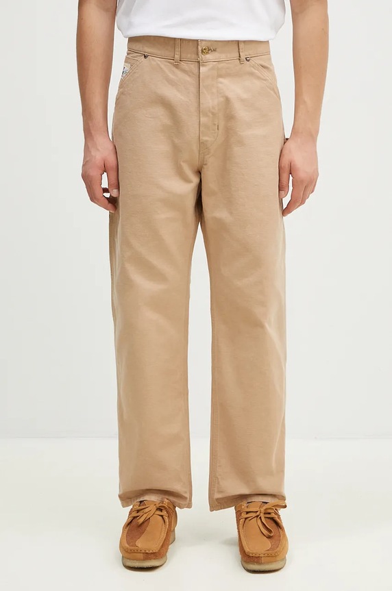 Бавовняні штани Human Made Washed Duck Work Pants гладкий бежевий HM28PT011