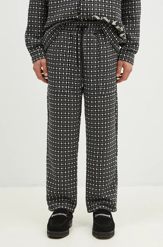 PLEASURES wool blend trousers Cross Easy Pants fabric gray P24F035