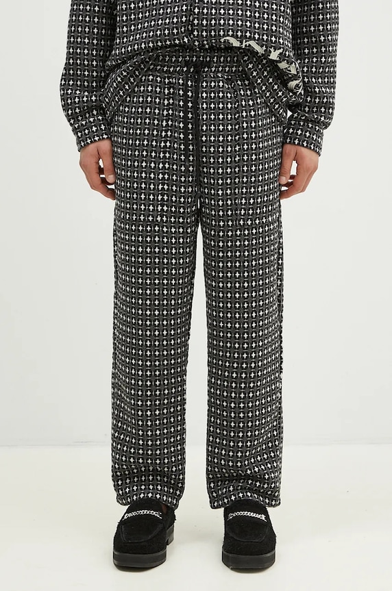 PLEASURES wool blend trousers Cross Easy Pants fabric gray P24F035