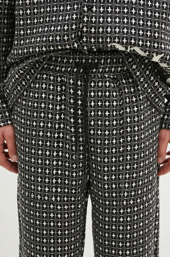 PLEASURES wool blend trousers Cross Easy Pants gray P24F035