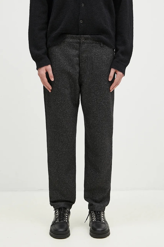 Universal Works wool blend trousers melange black 31153.BLACK