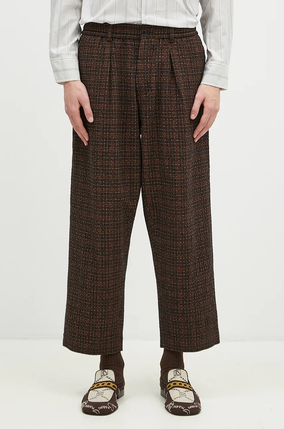 Universal Works wool blend trousers fabric green 31156.BLACK