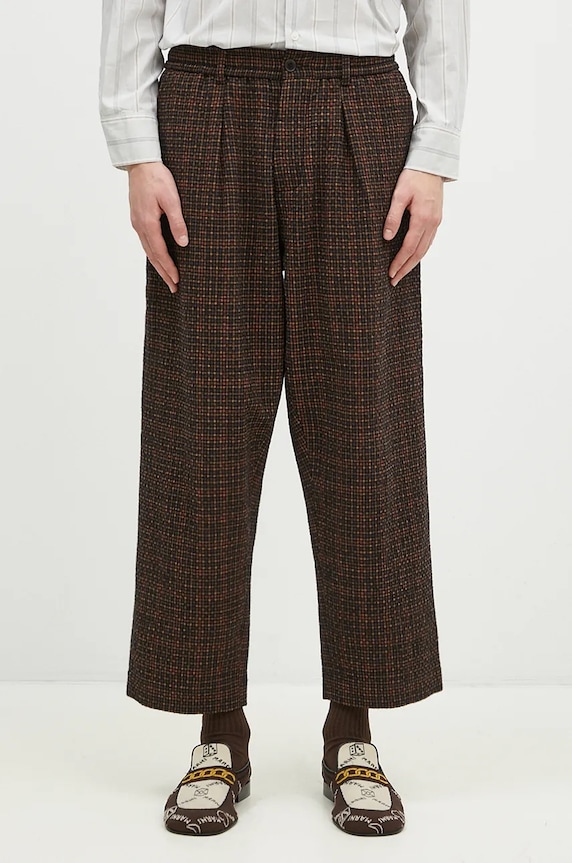 Universal Works wool blend trousers fabric green 31156.BLACK