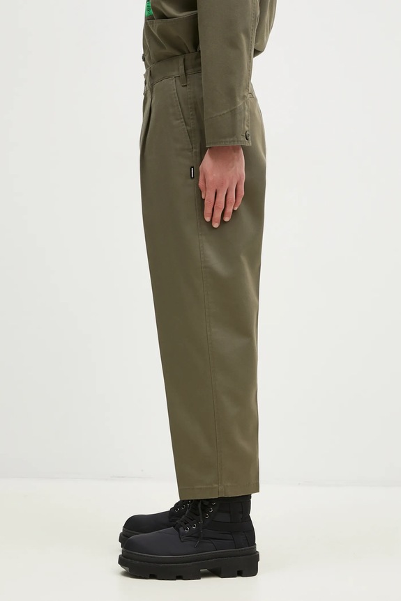 Hlače NEIGHBORHOOD NEIGHBORHOOD X Dickies . Tuck Wide Pants 242VFDKN.PTM01 zelena AW24