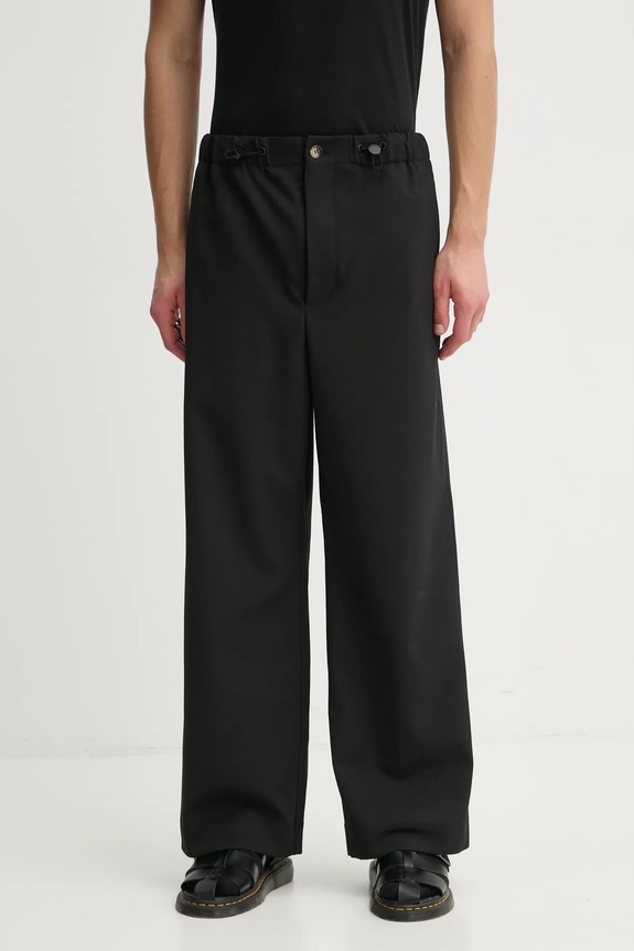 Nanushka pantaloni din lână chinos negru NM24FWPA24599