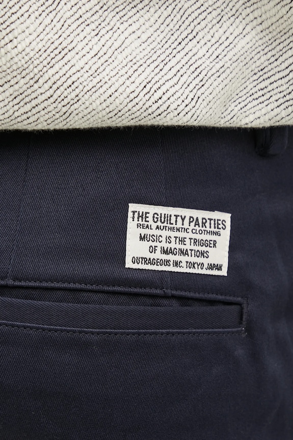 Bavlněné kalhoty Wacko Maria Double Pleated Chino Trousers námořnická modř 24FW.WMP.PT02