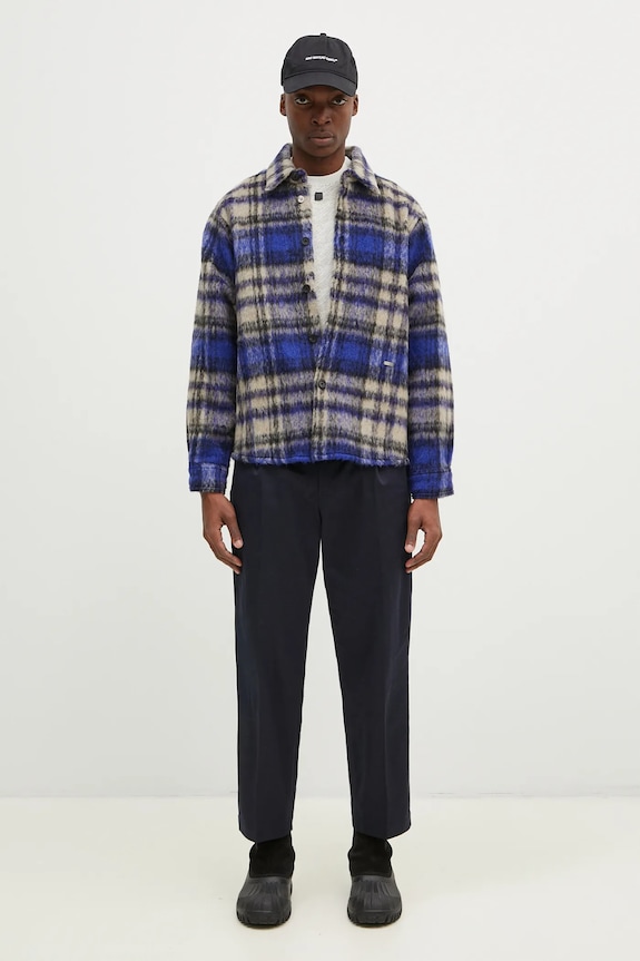 Bavlněné kalhoty Wacko Maria Double Pleated Chino Trousers 24FW.WMP.PT02 námořnická modř